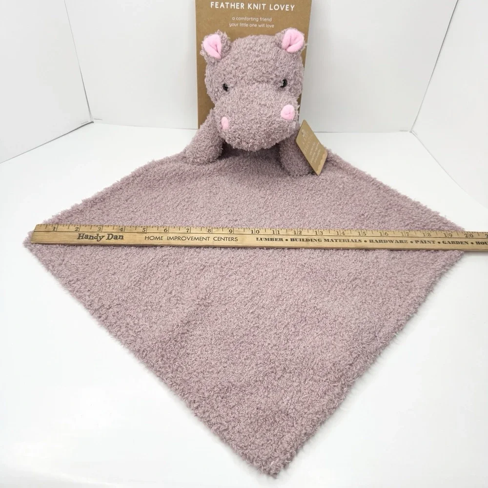 Levi & Emmie Feather Knit Hippo Plush Lovey Security Blanket Mauve